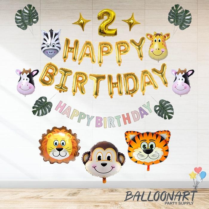 

Terlaris JUNGLE ANIMAL HEAD JUMBO DEKORASI SET/BALON FOIL HEWAN SALE