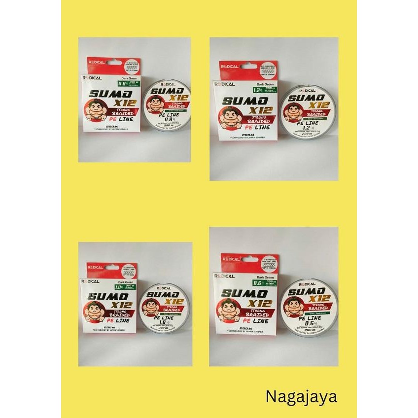Maguro Seahawk - Senar Pancing Braid Pe Line Radical Sumo X12 200M Hijau Senar Pe 200M