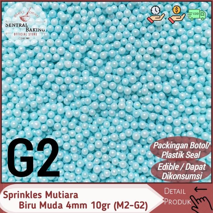 

Lecy.store2 Sprinkle Kue Mutiara Biru Muda 4mm 10gr (M2-G2) / Springkel Pearl Blue