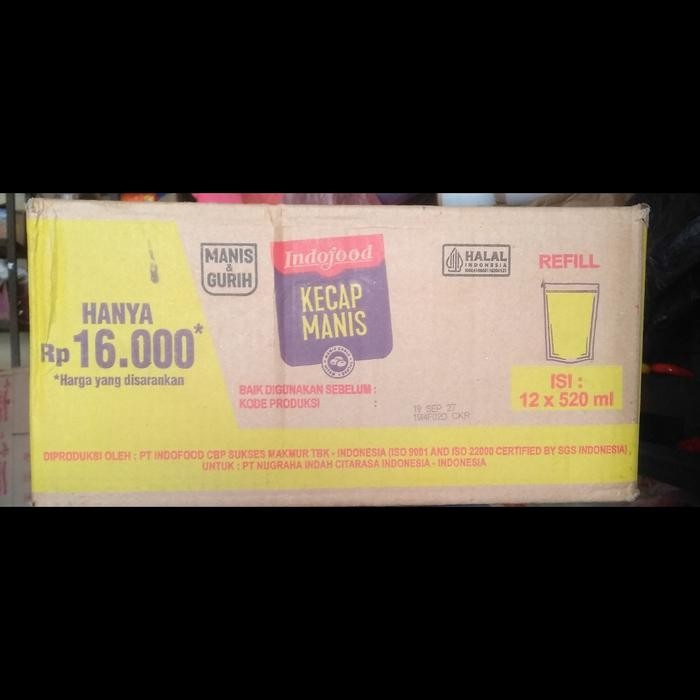 

Kecap manis Indofood 520ml x 12 pcs per dus