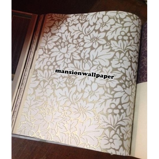 Wallpaper Dinding Bunga Putih Gold