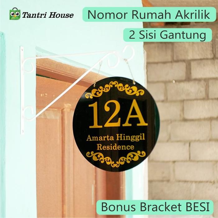 nomor rumah akrilik gantung dua sisi papan nomer rumah 2 muka kode 125