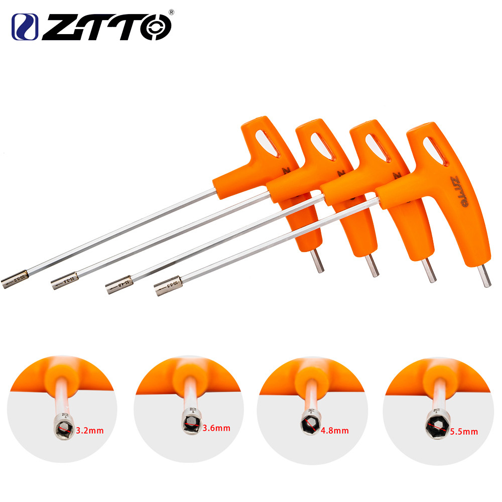 IMPORT ZTTO Bicycle T-handle Internal Nipple Wrench 3.2/3.6/4.8/5.5mm Concealed Spoke Wrench Bike