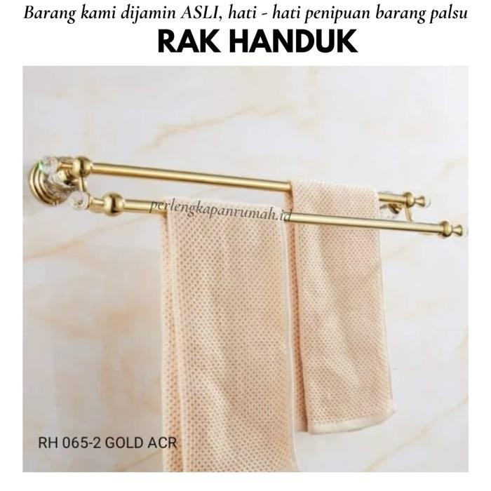 Rak Gantungan Handuk 2 Baris Susun Stainless Steel Gold Emas Acrilic