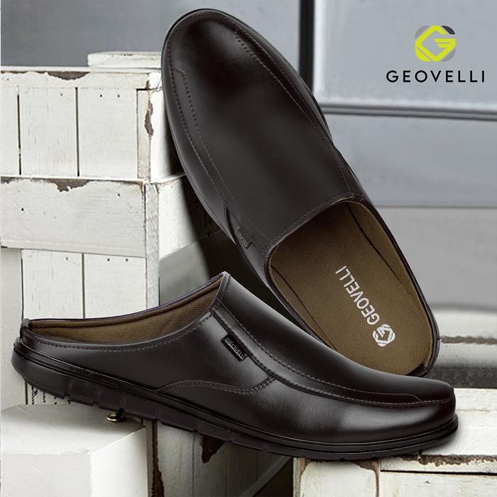 GVL Geovelli G-1950 Sandal Bustong Pria Sepatu Sendal Slop Cowok Sepatu Tutong Sepatu Formal Coklat