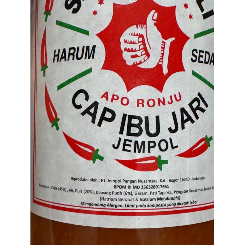 

[Botol Pet] Sambal Asli Cap Ibu Jari / Jempol 535 Ml