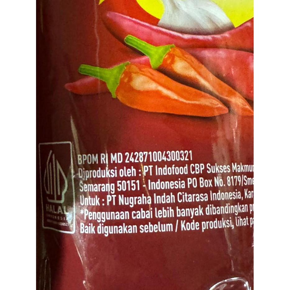 

Indofood Saus Tomat / Sambal Ekstra Pedas / Bangkok Pouch 1 Kg