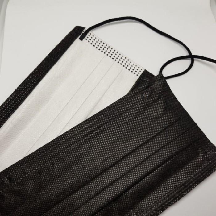 ID'' MASKER HITAM 3PLY EARLOOP 50 PCS I-CARE BLACK LUAR HITAM DALAM PUTIH