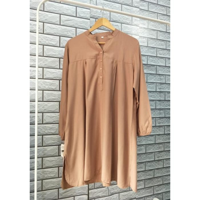 Tunik Polos Viscose Jumbo Coklat Susu