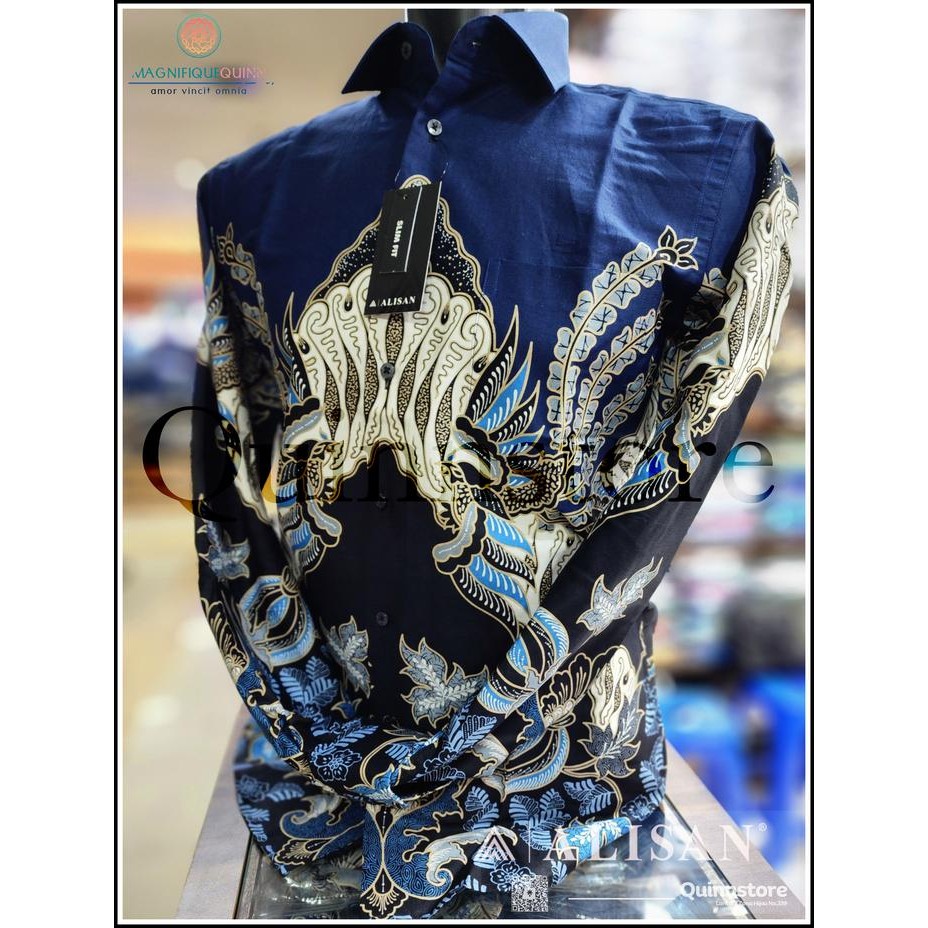 Alisan Kemeja Batik Lengan Panjang Slim Fit - Maroon - 1001