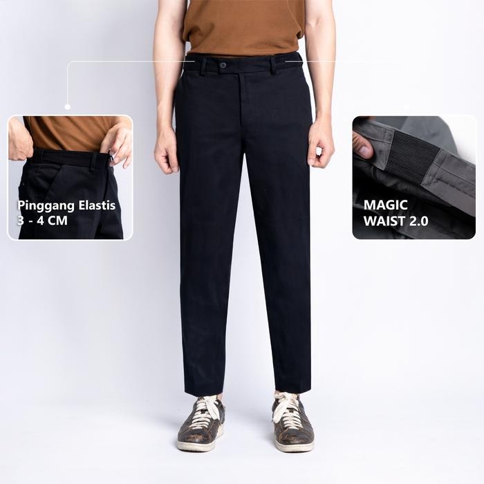 BlueButton Celana Chino Ankle Pants Slim Fit Black