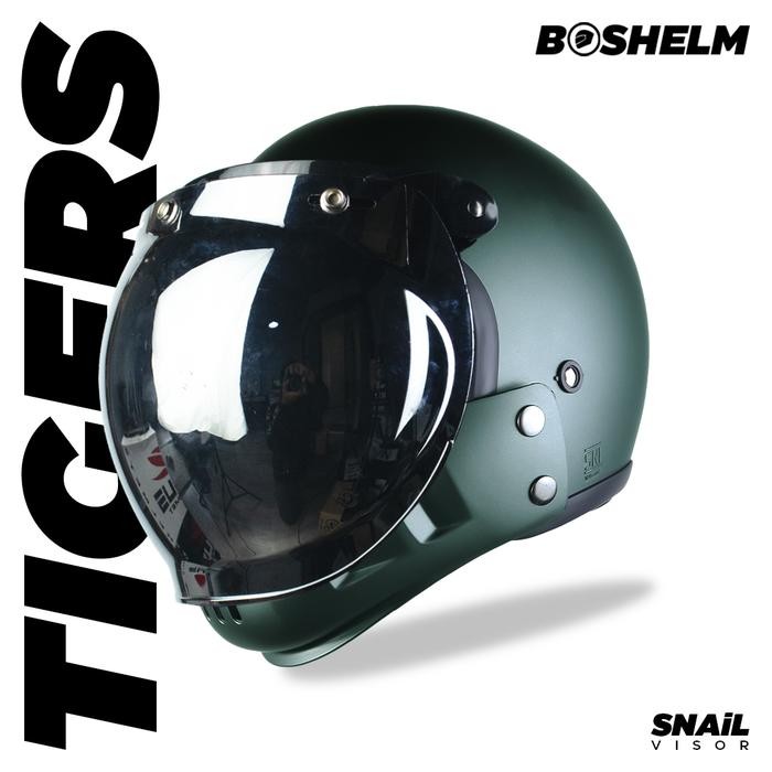 Helm Cakil Modular Tigers Kaca Snail Helm Retro Full Face SNI *