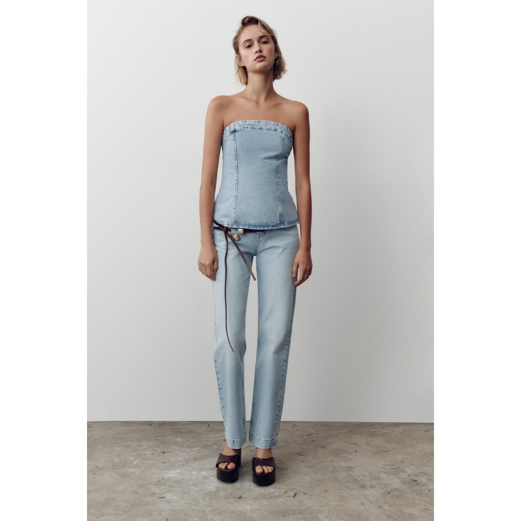ZARA TOP Z1975 DENIM KATA MUTIARA