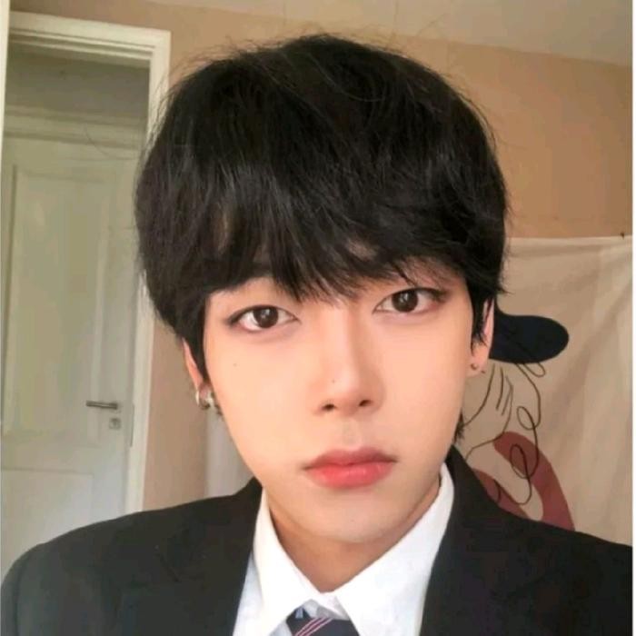 Wig Pria Rambut Pendek Warna Hitam Dengan Poni Pasti Ori