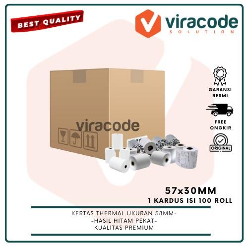 

1 DUS (100 Pcs) Iware 57x30 Kertas Thermal Roll Struk Kasir 57 x 30 Kertas 58mm