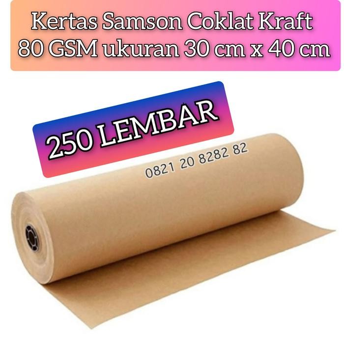

250 LEMBAR Kertas Samson Coklat 30X40 Kraft Wrapping Paper 80 GSM