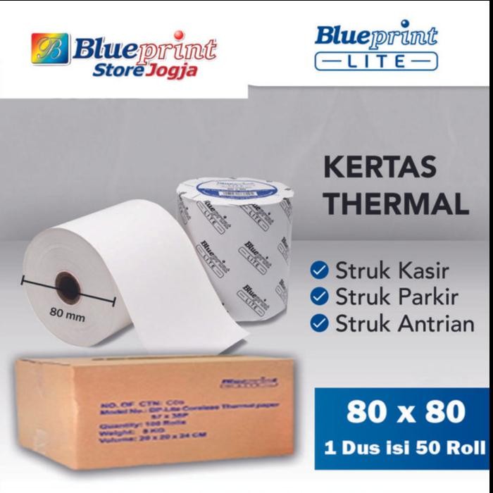 

KERTAS THERMAL ROL STRUK KASIR PARKIR BLUEPRINT LITE 80x80mm - 1 Dus