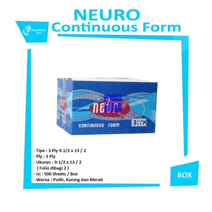 

NEURO - Continous Form 3 Ply 9 1/2 x 13/2 ( Folio Dibagi 2 ) NCR - Box