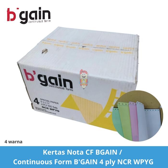 

Kertas Nota CF BGAIN / Continuous Form B'GAIN K4 Warna 4 ply 500 sets