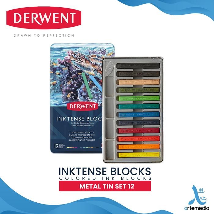 

Stok Baru Balok Warna Derwent Inktense Block 12 Color Metal Tin Set