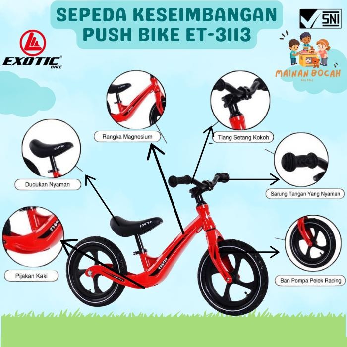 Sepeda Keseimbangan Anak Push Bike Et-3113 Balance Bike Velg Racing
