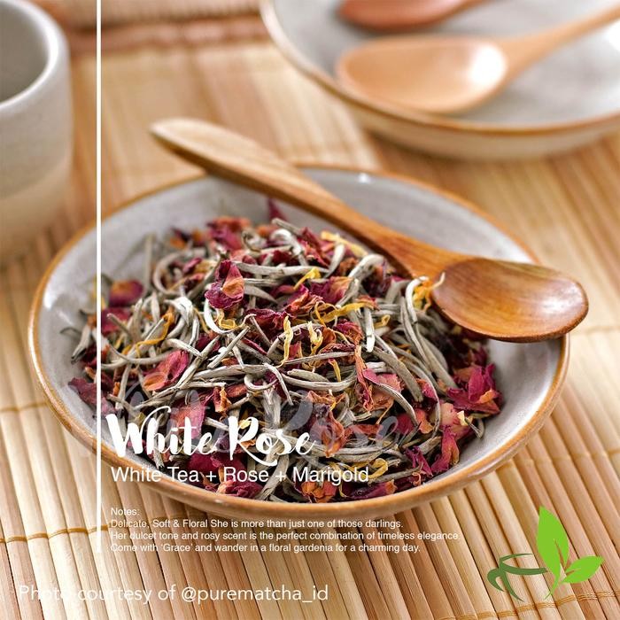 

Artisan Cafe Tea Silver Needle Tea Rose Marigold Teh Putih Mawar 50gr