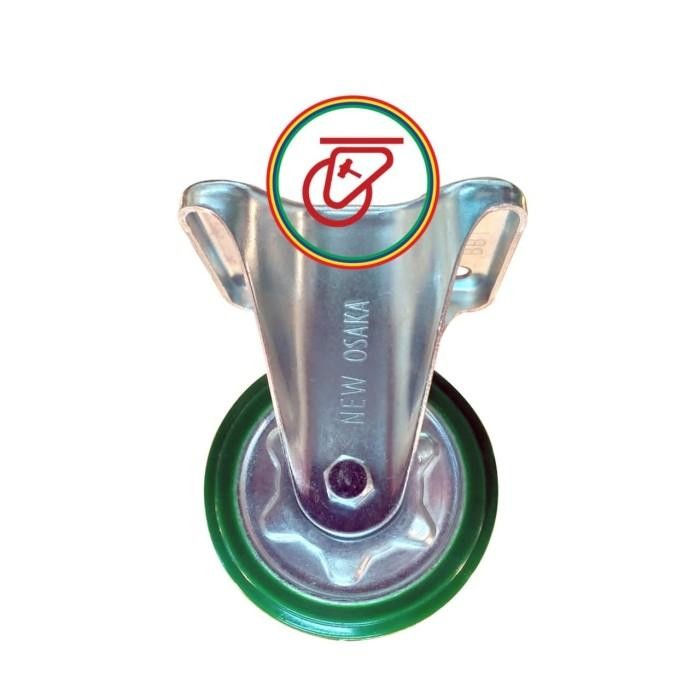 Roda Troli Trolley PU Osaka Hijau 4 inch mati *