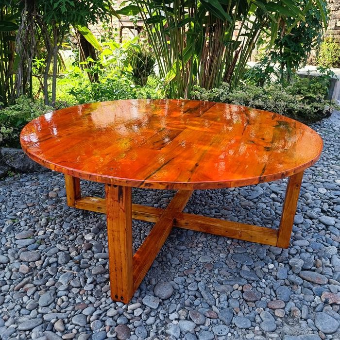 Meja oshin lesehan bundar bulat lingkaran *