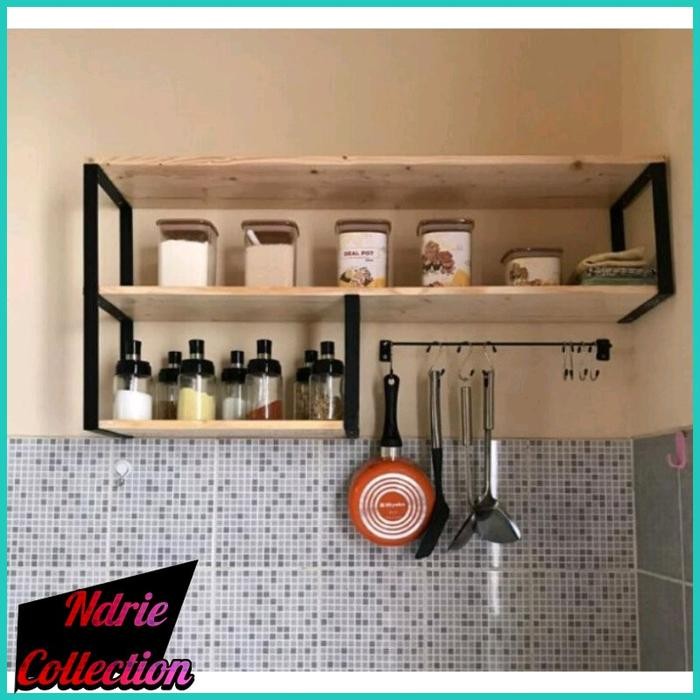 kitchen set minimalis/rak bumbu dapur/rak dinding Dapur Ambalan kayu solid *