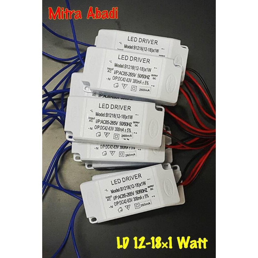 LED Driver 12-18*1 Watt Casing Plastik *