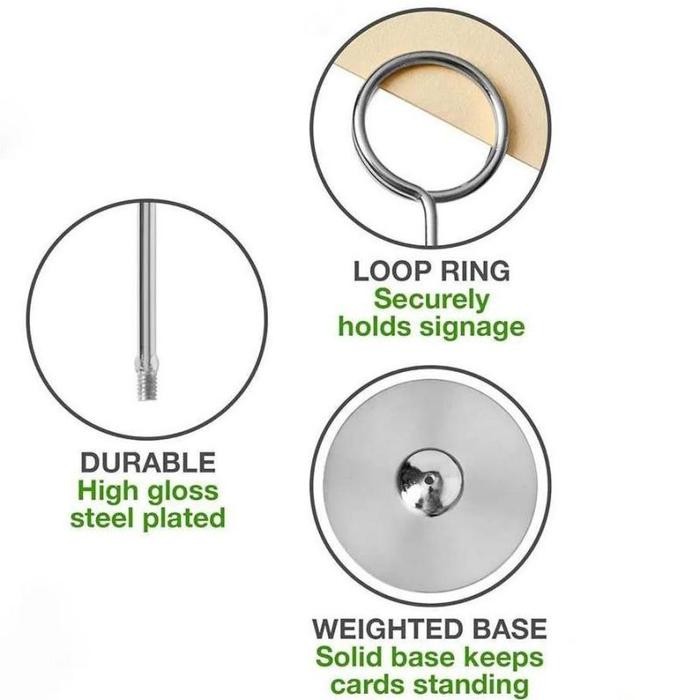 

Kenko Stationary - 20Cm Silver Tiang Nomor Meja Holder Card Holder Table Stainless