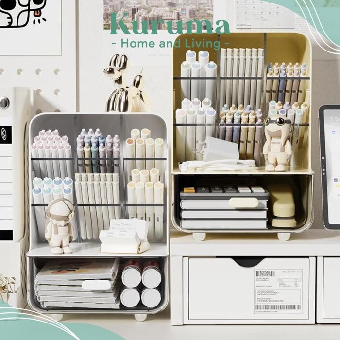 

Kenko Stationary - Kuruma - Kaze Perapi Makeup Tempel Laci Pensil Pen Minimalis Storage Alat Tulis
