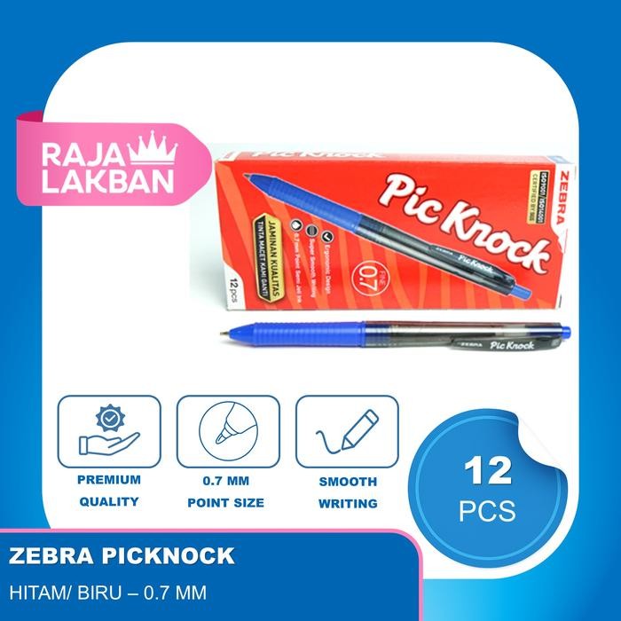 

Deli Stationary - Pulpen Klik Zebra Picknock 0.7 Mm, Hitam/ Biru - Lusin
