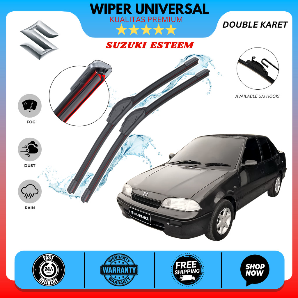 Wiper Dual Karet Mobil Suzuki Esteem Kaca Depan Mobil Satu Set Kiri Kanan