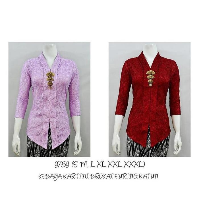 Indah KEBAYA BROKAT KARTINI MODERN LENGAN 3/4 Furing Katun S M L XL