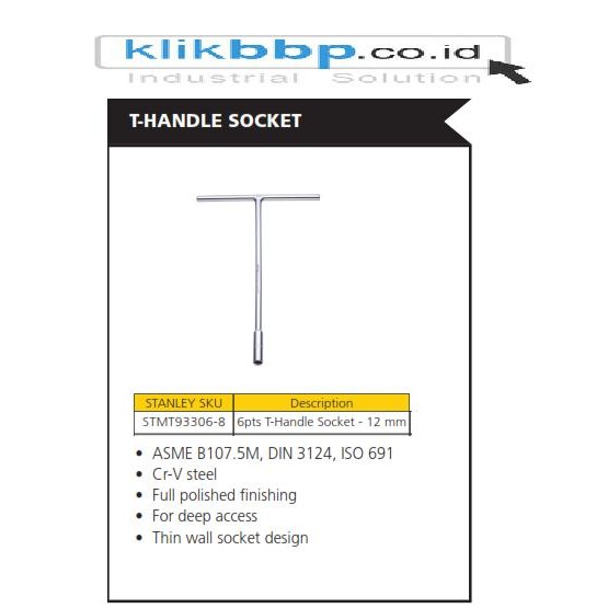 Promo Kunci T Stanley T-Handle Socket / Kunci T Stmt93306-8 12Mm 6Pts