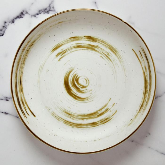 Artisan Ceramic White Scratch Deep Plate Piring Keramik