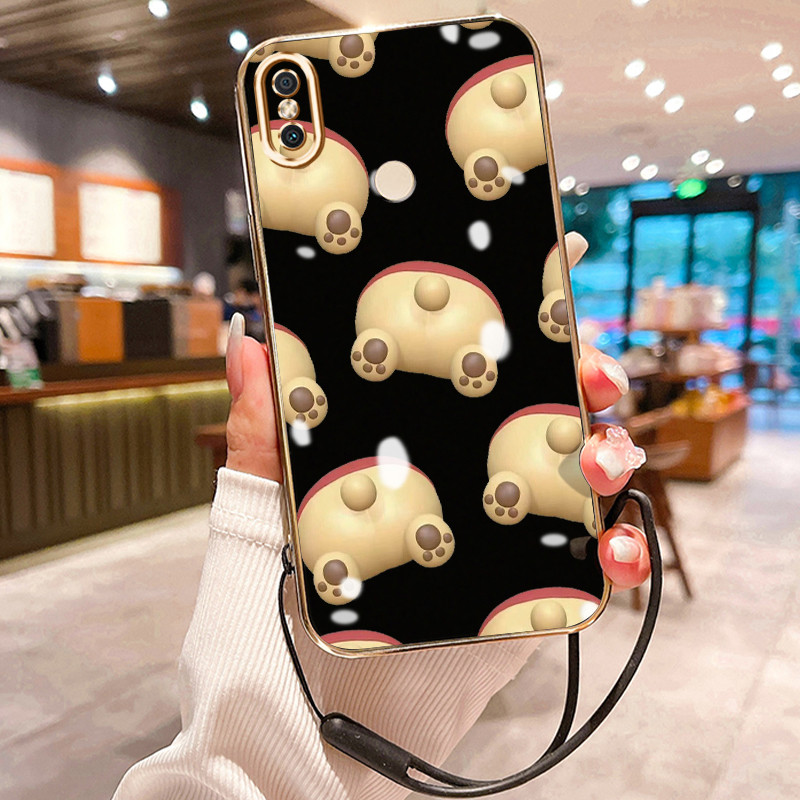 Casing Hp Untuk Xiaomi Redmi S2 Y2 Case Pantat beruang Pelapisan Mewah Cesing Lanyard ponsel Kesing 