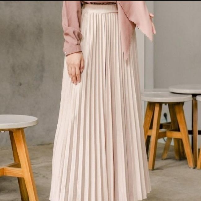 WMU0 Rok Plisket Panjang Premium Import Korea/Rok Model A Tebal Bagus