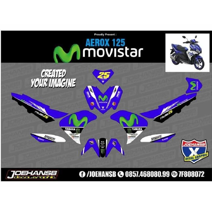 Stciker Decal Aerox 125 - Movistar Biru Moto Gp Series