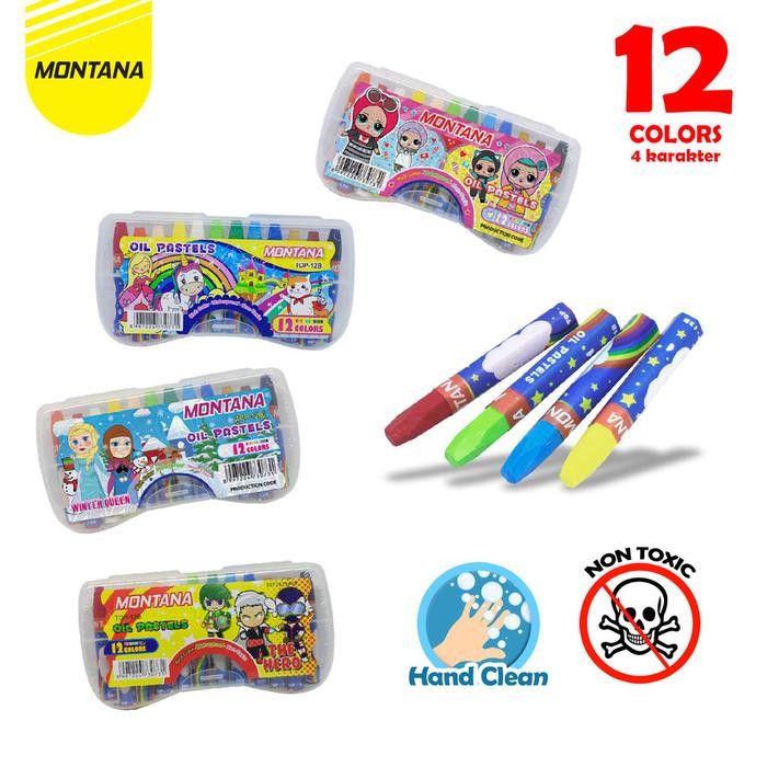 

MONTANA Bundling 1 Set Crayon 12 Warna Top-12 + 1Set Crayon 18 Warna Top-18 Oil Pastels Krayon