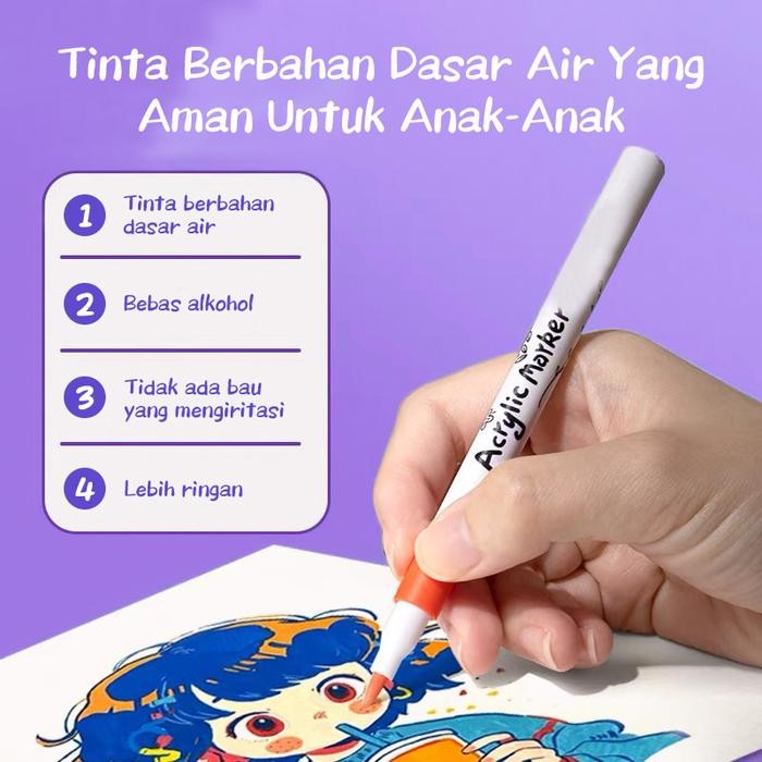 

[READY] Aimilo Spidol Acrylic Marker Spidol Warna Warni 1 Set DIY Painting Akrilik Marker 48/60/80
