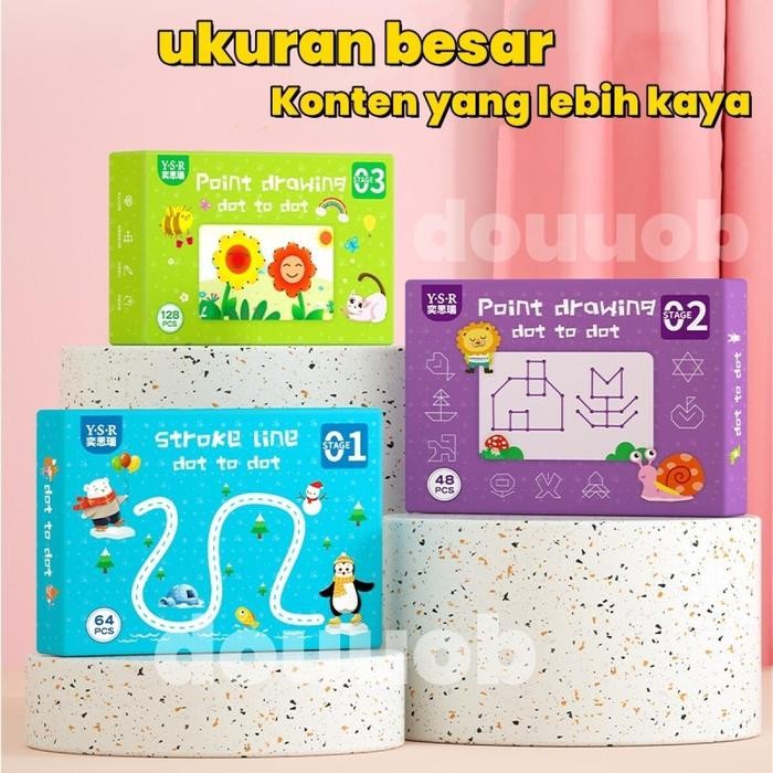 

136 Page Buku Edukasi Reusable Magic workbook Dot To Dot/ worksheet anak / mainan edukasi / Belajar