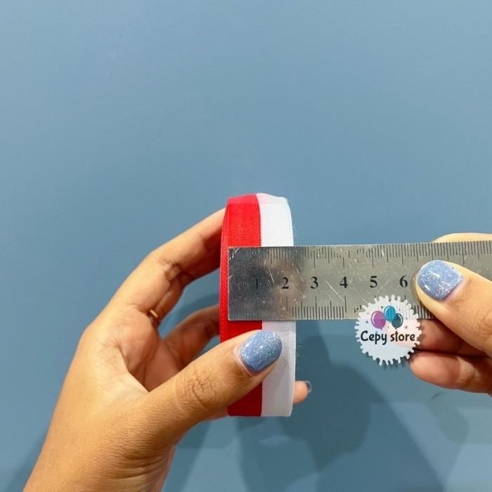 [ 10 Roll ] Pita Satin Merah Putih 1 Inch / Pita Merah Putih 2,5 Cm