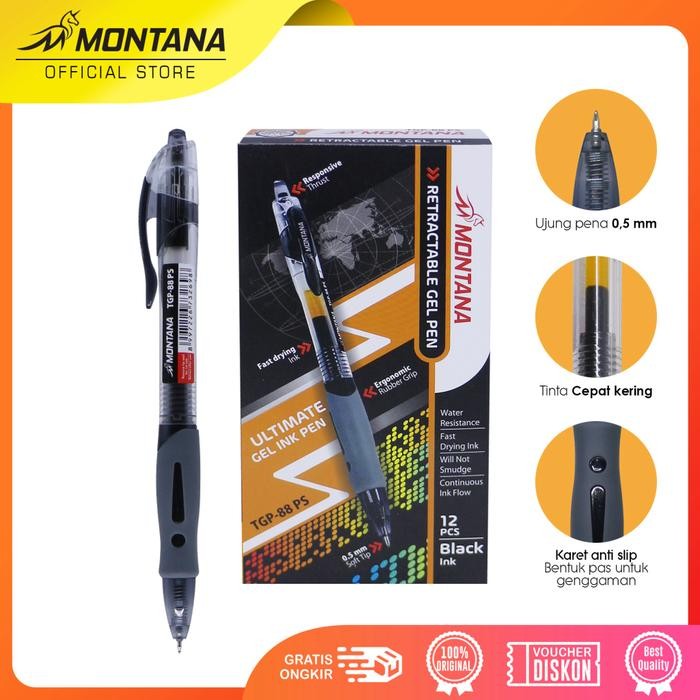 

X689 Montana Ultimate Gel Ink Pen Ballpoint 0.5 Mm Retractable Pulpen Tulis