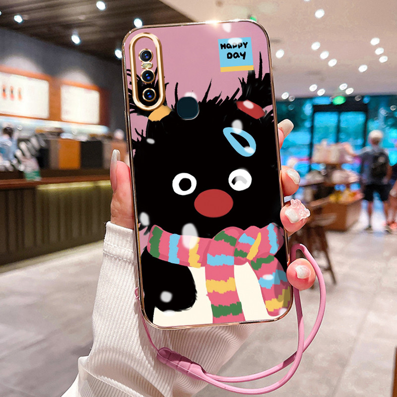 Casing Hp Untuk VIVO V15 V15 Pro Case Casing Ponsel Silikon HP Kasing Berlapis Beruang Hitam Kesing 