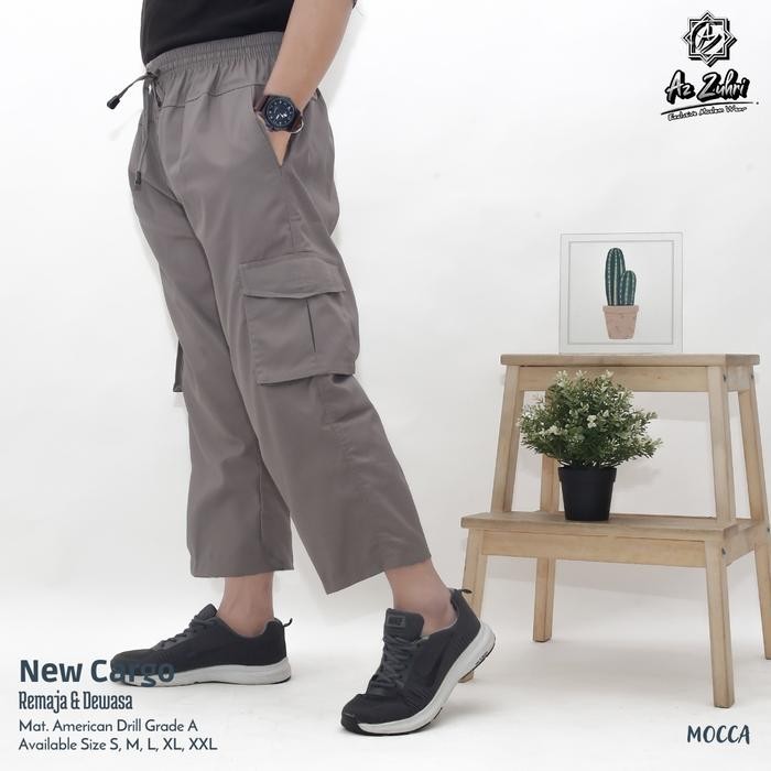 Celana Sirwal Cargo Pria Dewasa Drill Az Zuhri / Sirwal Tempur Banyak Kantong Sunnah Laa Isbal /