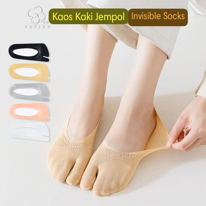 FJPY Itshoping - Kaos Kaki Wanita Invisible Socks Tapak Jempol Kaus Kaki Dua Jari Pori Anti