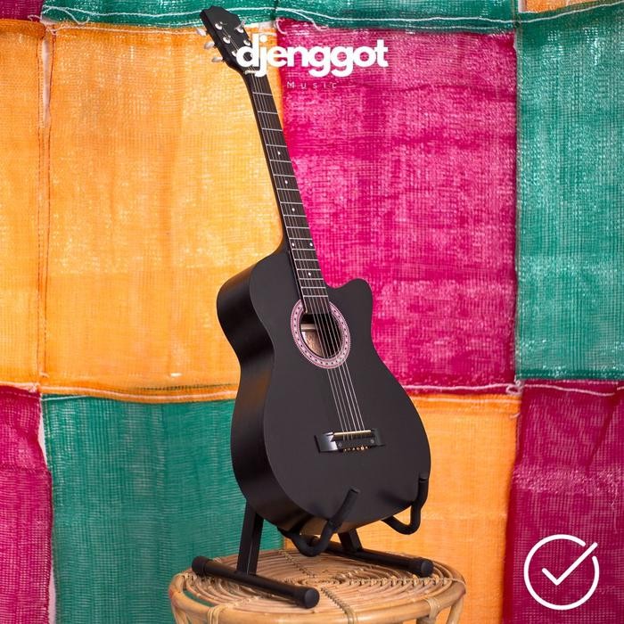 [Paket Lengkap] Gitar Akustik Hitam Mandalika S-01 Murah Fullset