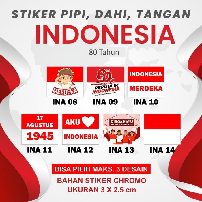 

(Allthebest) STIKER PIPI 30 PCS 60 PCS BENDERA INDONESIA MERAH PUTIH HUT RI UNTUK PIPI, DAHI, ATAU